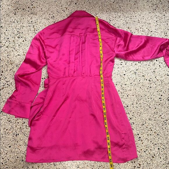NWT Milly hot pink Jordan satin mini wrap dress small s - Picture 8 of 8